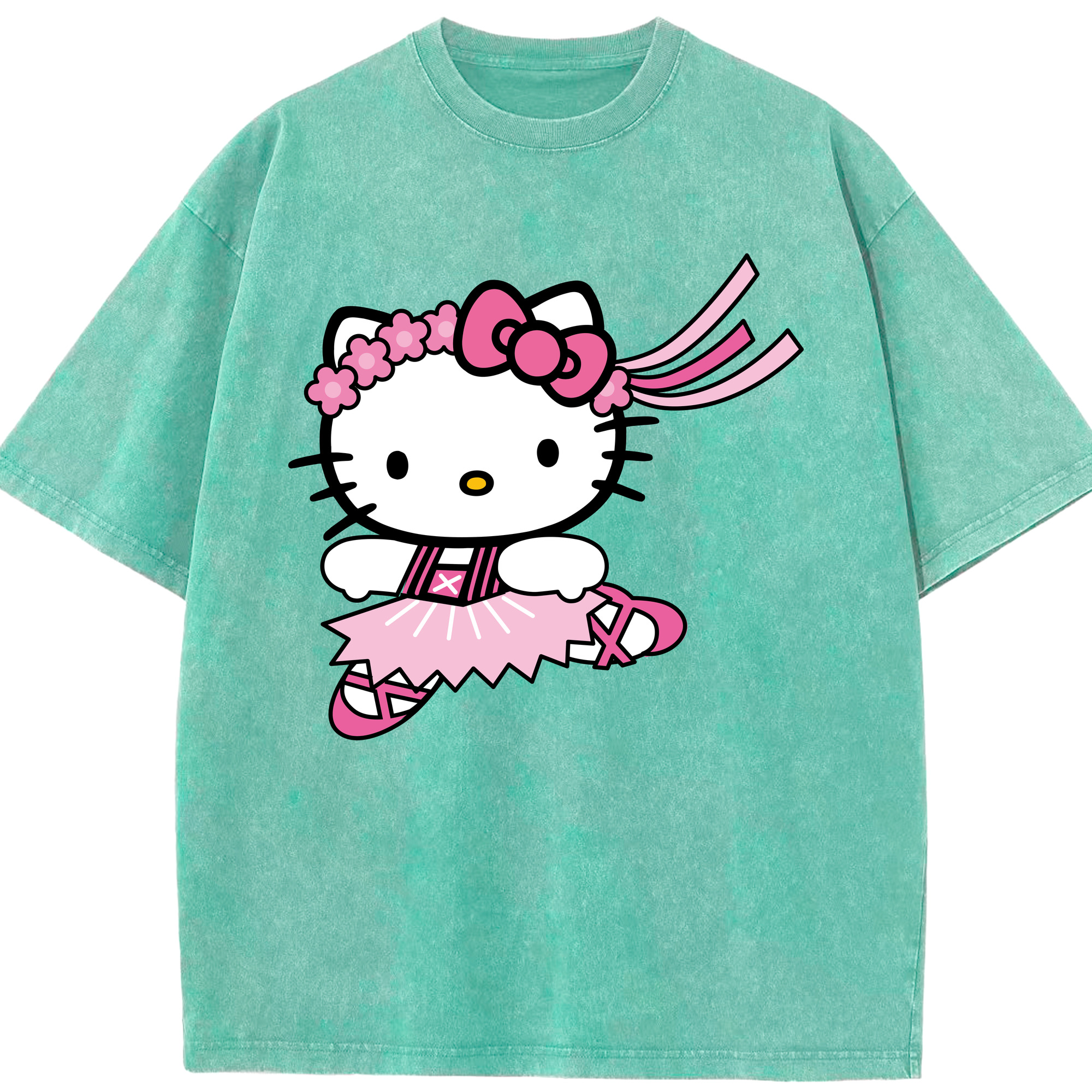 （画像用） Hello Kitty ハローキティ 綿100% ヴィンテージ風 半袖Tシャツ（フロントプリント）
